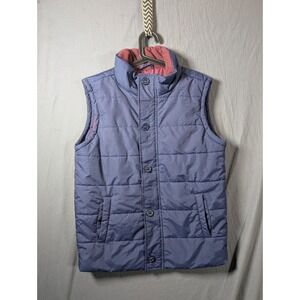 DIP Mens Size L Puffer Vest Blue Fleece Lined Collar Full Zip Pockets